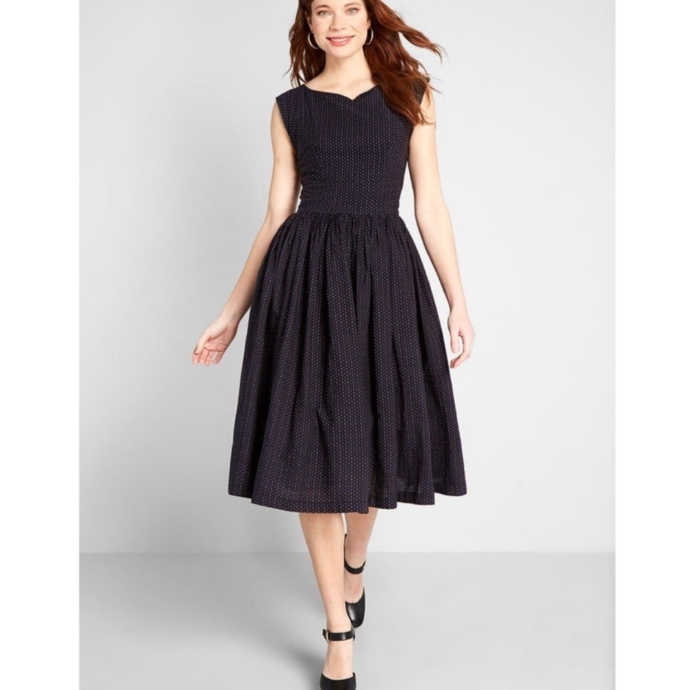ModCloth fit and flare polka dot dress NWT